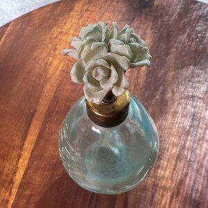 Vintage I.W. Rice & Co. Blue Crackle Glass Perfume Atomizer, Mid-Century (1950s)